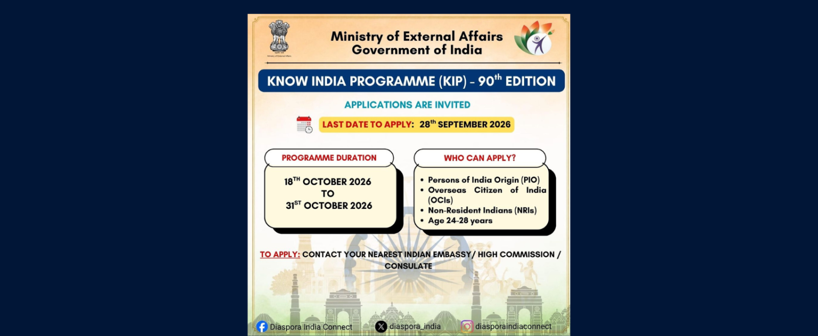 Applications Open for 90th Edition of Know India Programme.
